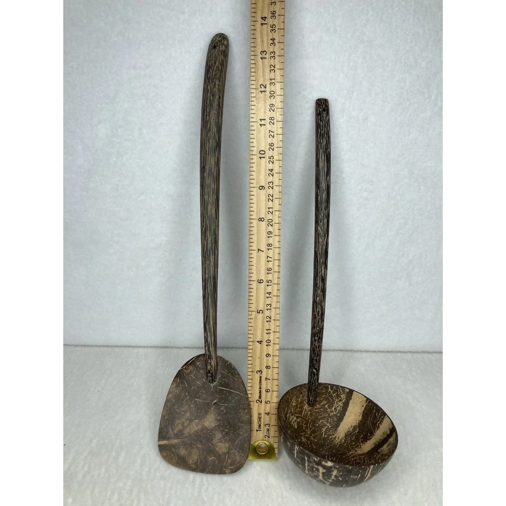 Coconut‎ Shell Salad Utensil Serving Set Spoon Fork 9